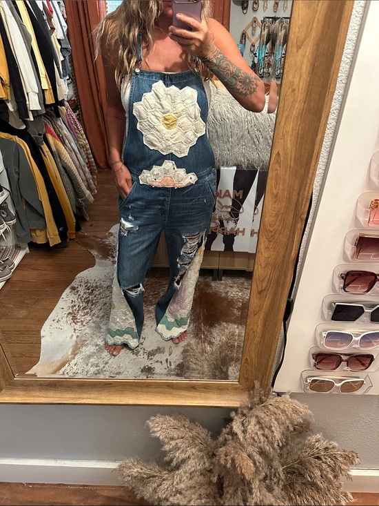 American Eagle Outfitters Denim - Denim upcycle vintage quilt Floral Patchwork Overalls